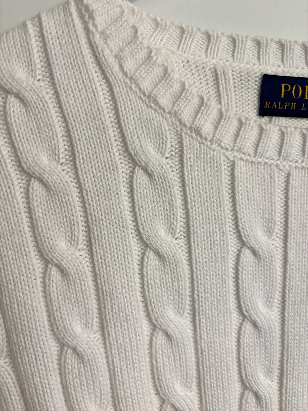 Ralph Lauren White Cable-Knit Crew Sweater - Picture 4 of 5